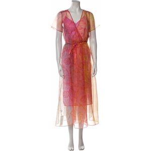 STAUD Filippa Floral-print Chiffon Wrap Midi Dress - Pink